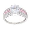 9ct White Gold Pink Gemstone And Cubic Zirconia Ring