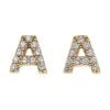 9ct Yellow Gold Personalised Block Cubic Zirconia Initial Earring Studs