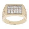 9ct Yellow Gold Cubic Zirconia Patterned Rectangular Signet Ring
