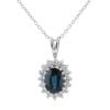 18ct White Gold Sapphire and 0.40ct Diamond Pendant and Chain 16"