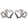 Silver Cubic Zirconia Double Heart Stud Earrings