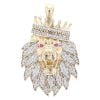 9ct Yellow Gold Cubic Zirconia and Red Gemstone Lion Crown Pendant