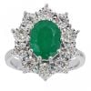 9ct White Gold 1ct Diamond And Emerald Cluster Ring