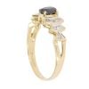 18ct Yellow Gold Black Gemstone And Cubic Zirconia Ring