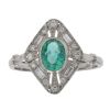 Platinum 0.20ct Diamond and Emerald Cluster Ring