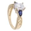 14ct Yellow Gold Cubic Zirconia And Sapphire Three Stone Ring