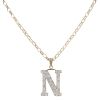 9ct Yellow Gold Cubic Zirconia Initial 'N' Pendant and Chain 24"