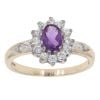 9ct Yellow Gold Amethyst And Cubic Zirconia Cluster Ring