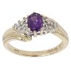 9ct Yellow Gold 0.10ct Diamond and Amethyst Ring