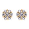 Gold Plated Silver Cubic Zirconia Cluster Stud Earrings