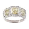 Platinum Princess And Brilliant Cut 3.00ct Yellow And White Diamond Cluster Ring