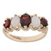9ct Yellow Gold Garnet And Opal Five Stone Ring
