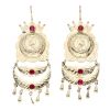 14ct Yellow Gold Red Gemstone Coin Drop Earrings
