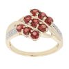 9ct Yellow Gold 0.02ct Diamond And Garnet Cluster Ring