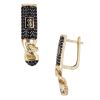 14ct Yellow Gold Monaco Classic Black Cubic Zirconia Pave Drop Earrings