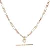 9ct Yellow, White and Rose Gold T-Bar Pendant and Figaro Chain 20"
