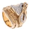 9ct Yellow and White Gold Cubic Zirconia Saddle Ring