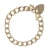 9ct Yellow Gold Curb Heart Lock Charm Bracelet 7"