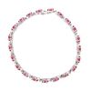 9ct White Gold Created Ruby and Diamond Bracelet 7"