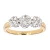 18ct Yellow Gold 0.50ct Diamond Triple Cluster Ring