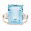 14ct Yellow Gold Blue Gemstone And Cubic Zirconia Ring