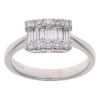 18ct White Gold 0.65ct Baguette and Brilliant Cut Diamond Three Row Fancy Ring