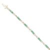 9ct Yellow Gold 0.10ct Diamond And Emerald Bracelet 7"
