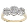 18ct Yellow Gold 1.00ct Diamond Triple Cluster Ring