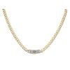 14ct Yellow Gold Monaco Classic Cubic Zirconia Pave Lock Curb Chain 18"
