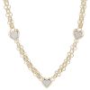 14ct Yellow Gold Cubic Zirconia Triple Heart Chain 20"