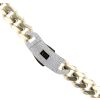 14ct Yellow Gold Monaco Curb Classic Cubic Zirconia Pave Lock Chain 22"