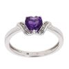 9ct White Gold Created Amethyst and Diamond Heart Dress Ring