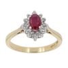 18ct Yellow Gold 0.15ct Diamond and Ruby Cluster Ring