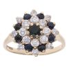 9ct Yellow Gold Sapphire and Cubic Zirconia Cluster Ring