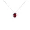 Silver Red Gemstone And Cubic Zirconia Cluster Pendant And Chain 18" By Icesia