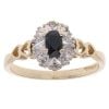 9ct Yellow Gold 0.05ct Diamond and Sapphire Cluster Ring