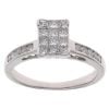 18ct White Gold 0.75ct Princess and Brilliant Cut Cluster Ring