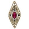 14ct Yellow And White Gold Oval Red Stone Set Ring