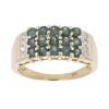 14ct Yellow Gold Green Gemstone And 0.04ct Diamond Cluster Ring