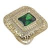 14ct Yellow Gold Cubic Zirconia And Green Stone Set Square Ring