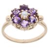 9ct Yellow Gold Amethyst and Pearl Cluster Ring