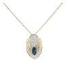 18ct Yellow Gold Sapphire and 0.05ct Diamond Pendant and Chain 18"