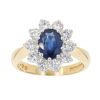 18ct Yellow Gold Sapphire and 1.00ct Diamond Cluster Ring