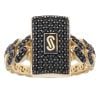 14ct Yellow Gold Monaco Classic Black Cubic Zirconia Alternate Pave Ring