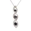 9ct White Gold 0.12ct Diamond and Sapphire Pendant and Chain 22"