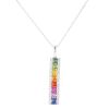 18ct White Gold 0.35ct Brilliant Cut Diamond And Multi-Gemstone Pendant And Chain 18"