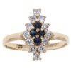 9ct Yellow Gold Sapphire And Cubic Zirconia Cluster Ring