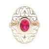 14ct Yellow Gold Red Gemstone Filigree Ring