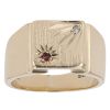 9ct Yellow Gold 0.02ct Diamond And Garnet Signet Ring