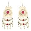 14ct Yellow Gold Red Gemstone Fancy Drop Earrings